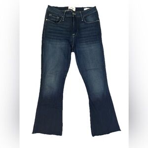 FRAME Le Crop Mini Boot Jeans Size 29 Cropped Flare Dark Wash Frayed Hem